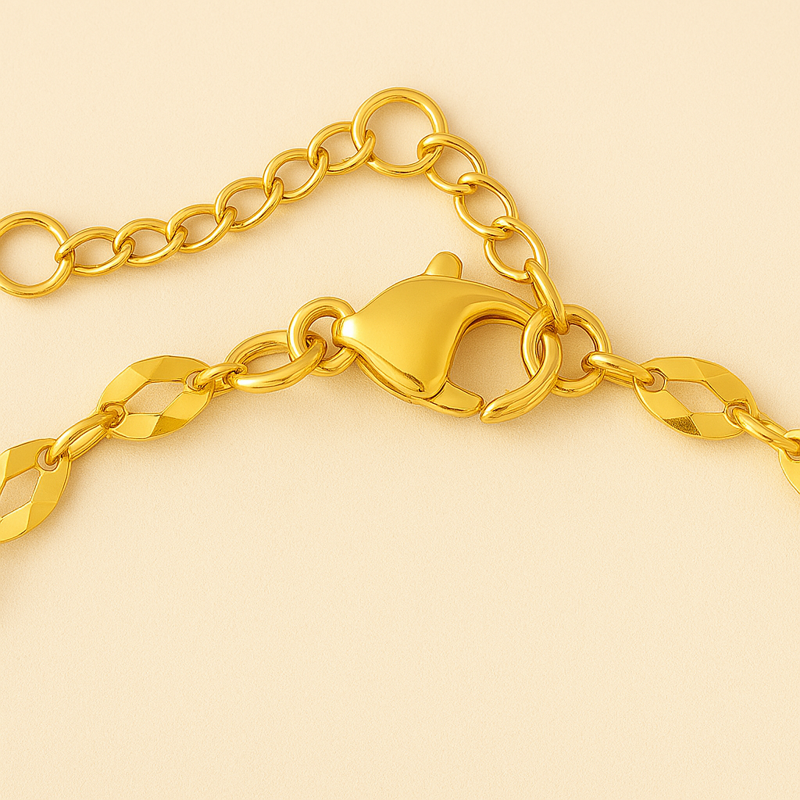 Gold Chain Bracelet or 14K Anklet – Geometric Minimalist | Glowvy