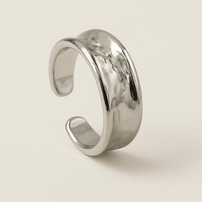 chunky silver pinky ring with dome design – adjustable band for daily wear | Glowvy