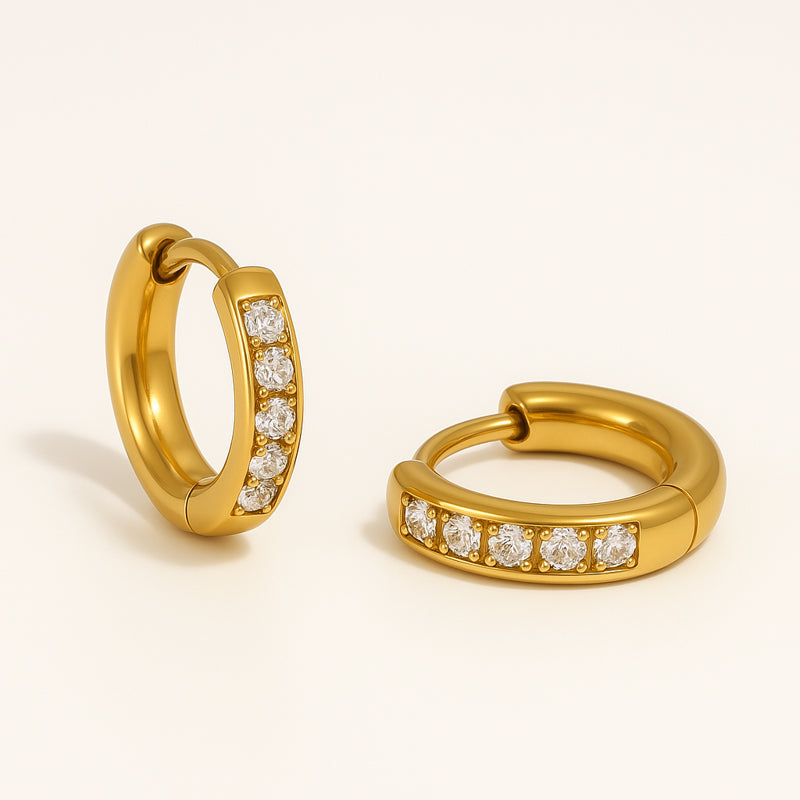 diamond hoop earrings with gold finish – AAA zircon and titanium-plated hoops | Glowvy