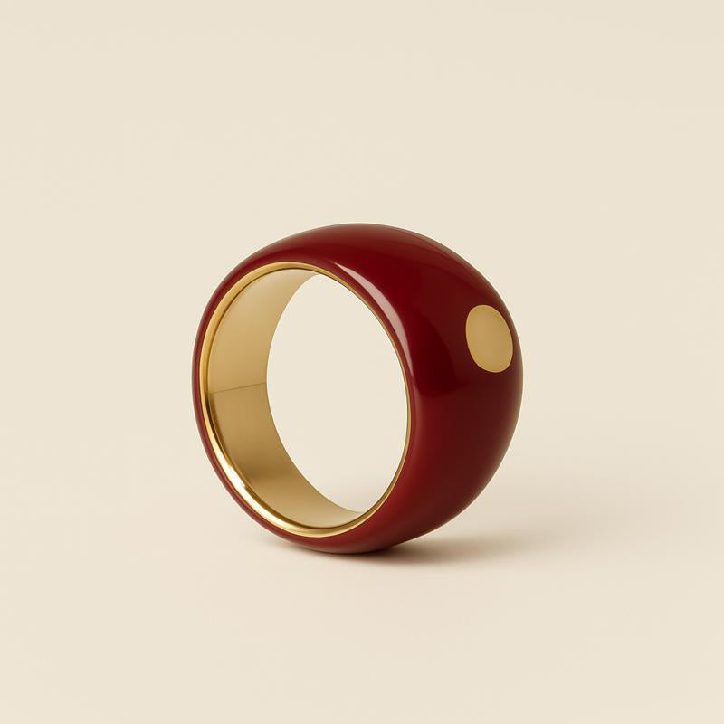 red enamel ring with gold-plated band – bold statement enamel jewelry | Glowvy