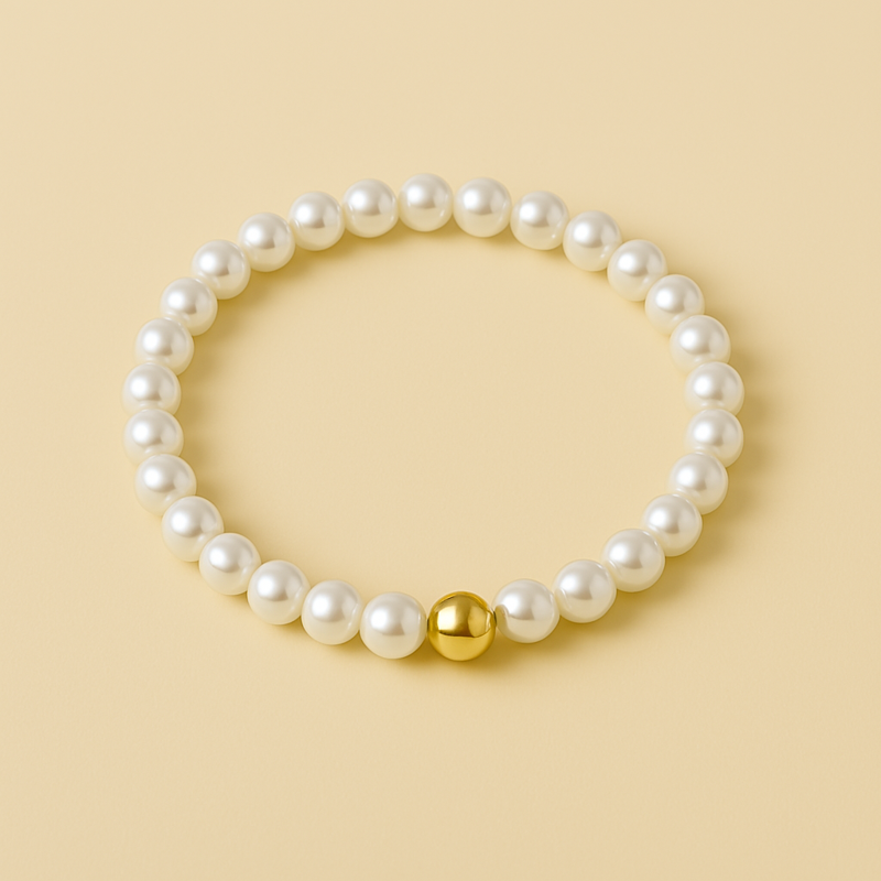 elastic fit freshwater pearl bracelet – minimal gold accent design | Glowvy