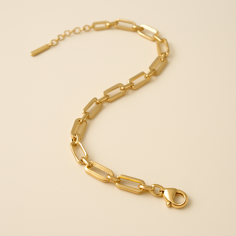 14k gold paperclip chain bracelet – titanium gold charm bracelet for women | Glowvy
