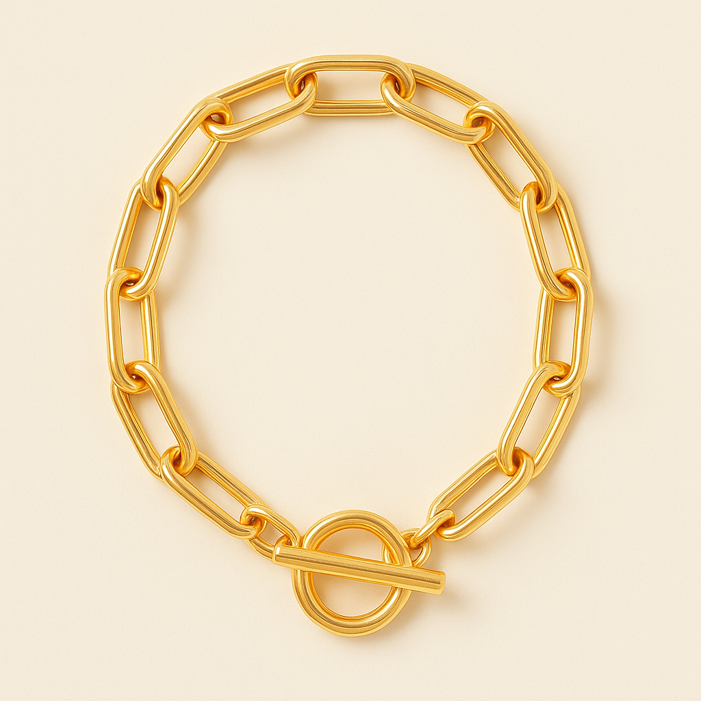gold charm paperclip bracelet – 14k gold plated copper chain link bracelet | Glowvy