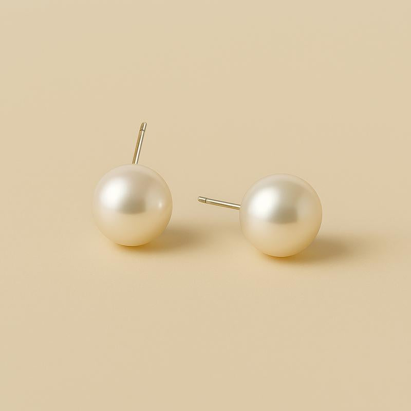 iridescent pearl stud earrings with gold-plated S925 silver posts – elegant pearl earrings | Glowvy