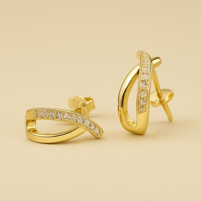 14k gold bow stud earrings with AAA zircon – delicate gold stud earrings | Glowvy